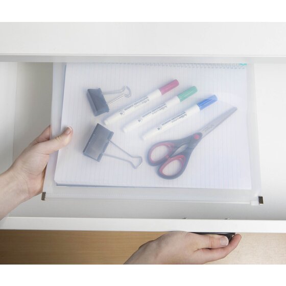 Marbig Professional Antimicrobial A4 Document Wallet with Zip – Clear PP, 30mm Gusset