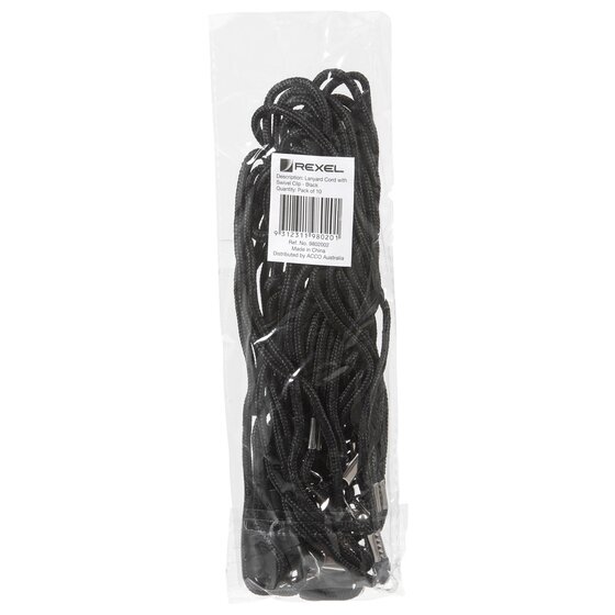 Rexel ID Cord Style Lanyards with Swivel Clip – Pack of 10