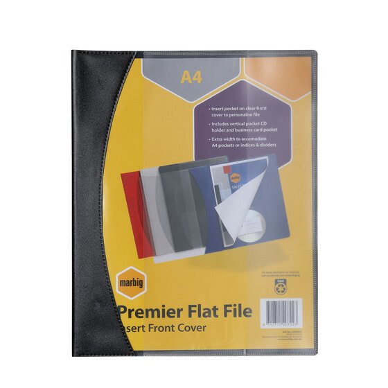 Marbig A4 Premier Flat File with Insert Cover – Black