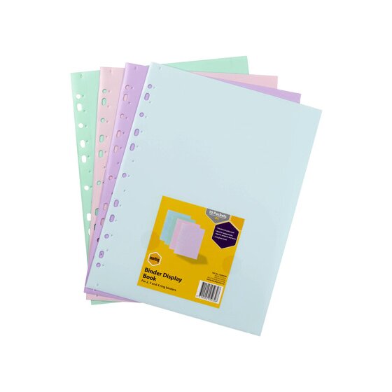 Marbig Soft Touch Binder Display Book – A4, 10 Pockets, Pastel Assorted