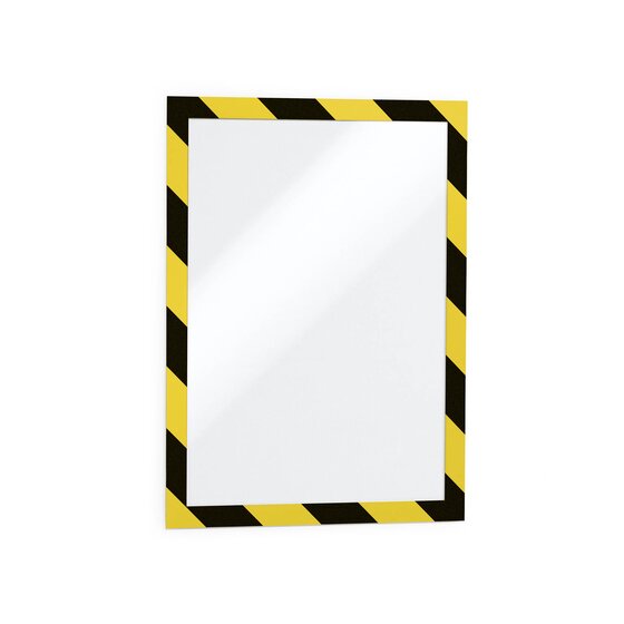 Durable Duraframe Security Self-Adhesive A4 Frame – Yellow/Black (Pack of 2)