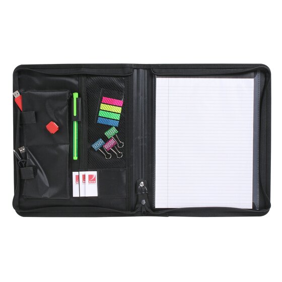 Marbig Conference Folio – Black | Zip-Close with Pen Loop & Multiple Pockets