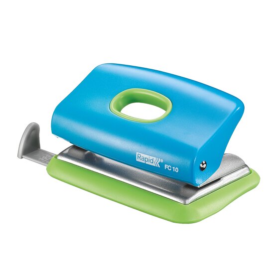 RAPID Punch 2H 10 Sheet FC10 Blue/Green – Compact Hole Punch for Home & School