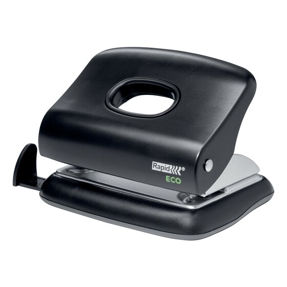 Rapid Punch 2H – 20-Sheet Eco Black | Recycled-Plastic Desktop Hole Punch