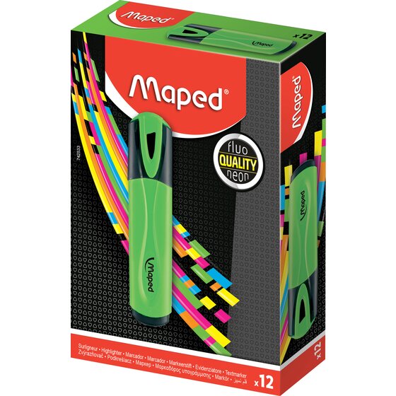 MAPED FLUO PEPS HIGHLIGHTER GREEN BOX 12