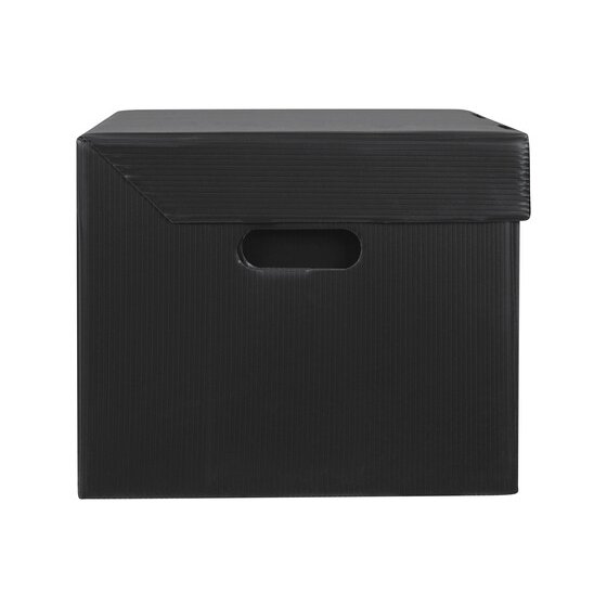 Marbig Corflute Archive Box with Attached Lid – Black, 30 kg Capacity