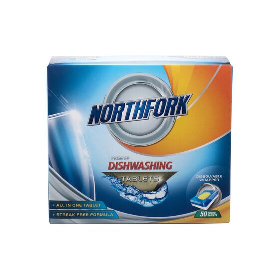 Northfork All-In-One Dishwashing Tablets – Box of 50 | Streak-Free Commercial Clean