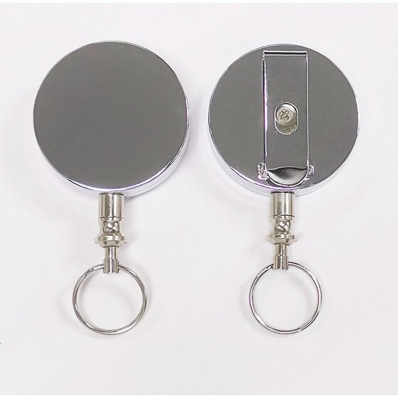 REXEL ID Retractable Metal Key Holder – Steel Cable, Black
