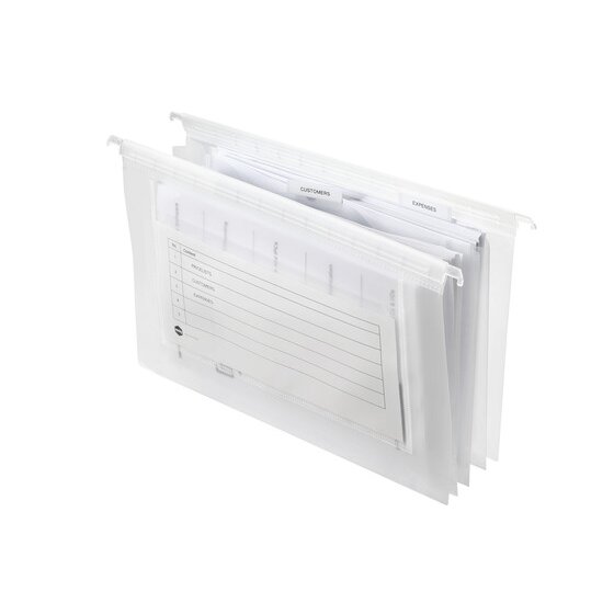 Marbig Expanding Suspension Files – Clear, Complete with Tabs & Inserts (Pack of 5)