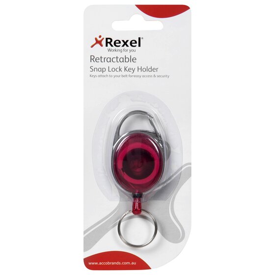 Rexel ID Snap Lock Retractable Keyholder – Red (Hangsell)
