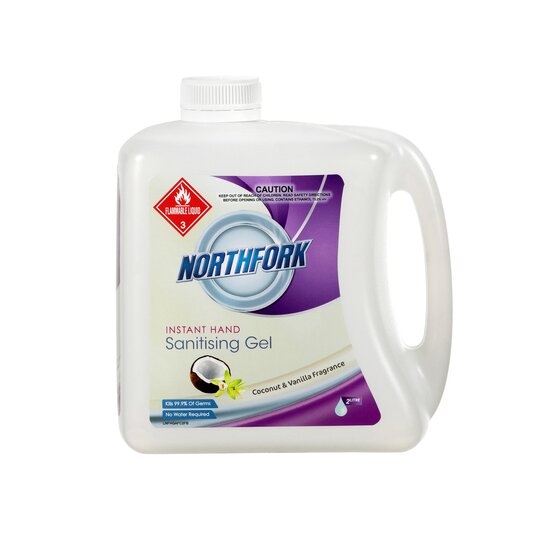 Northfork Hand Sanitiser Gel Coconut & Vanilla 2L – Bulk Size, Non-Greasy, Kills 99.9% of Germs
