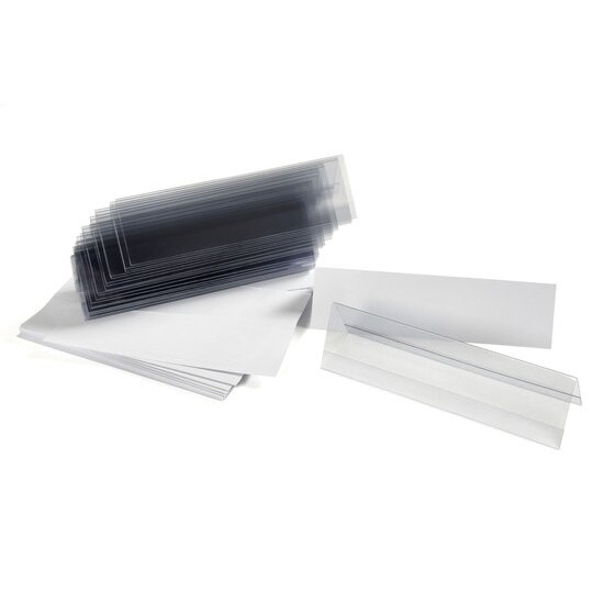 Rexel Large ID Name Plates – Clear Plastic, 59 x 210 mm, Box of 25