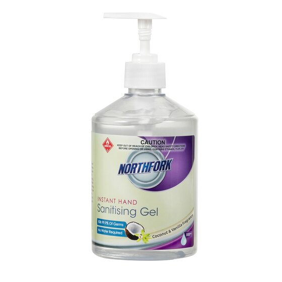 Northfork Instant Hand Sanitising Gel Coconut & Vanilla 500ml – Non-Greasy, Kills 99.9% of Germs