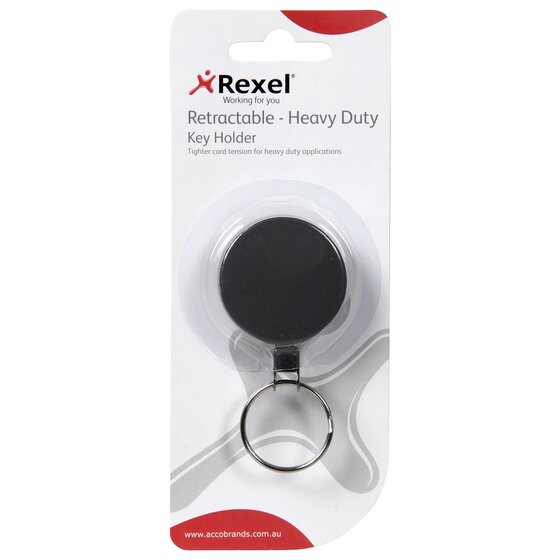 Rexel Hangsell Retractable Metal Key Holder – Nylon Cord with Clip-On Back