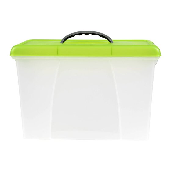 Crystalfile Carry Case 18L – Lime Lid, Clear Base, Foolscap Documents