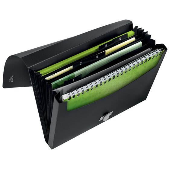 Leitz Recycle 5 Pocket Expanding File A4 Black – Opaque, Climate Neutral