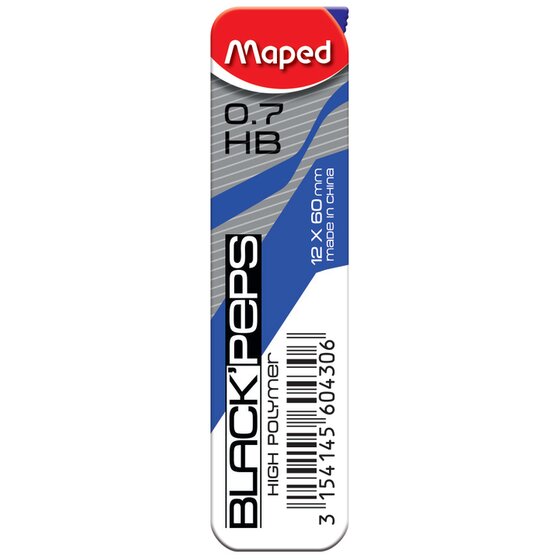 Maped Black Peps Lead Case Refill – HB 2, 0.7mm, Pack