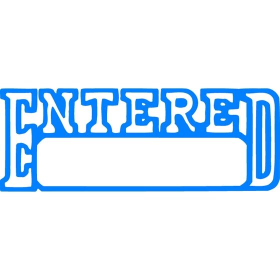 XSTAMPER CX-BN 1205 Entered/Date Self-Inking Stamp – Blue Ink