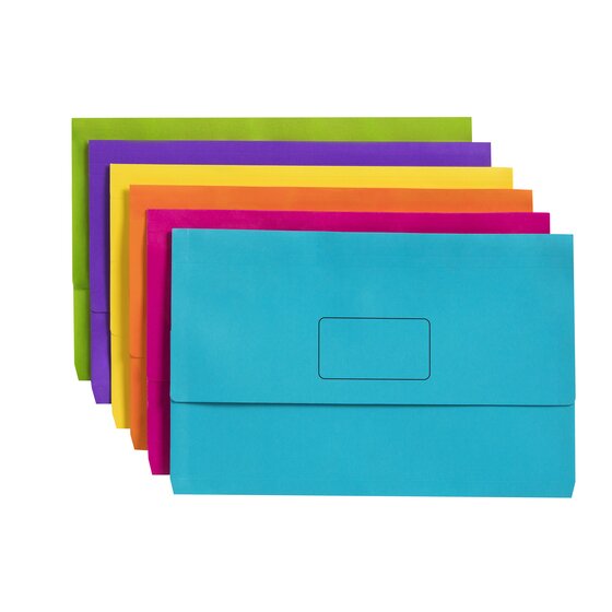Marbig Slimpick Foolscap Document Wallet – Brights Assorted (Pack of 40)