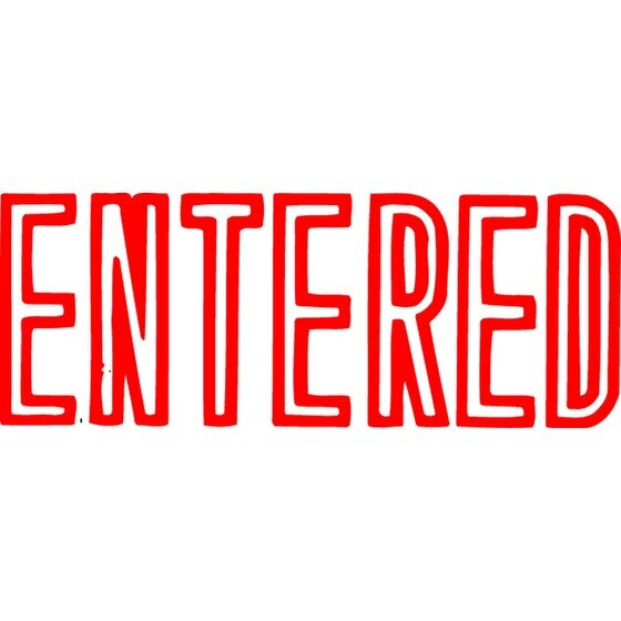 XSTAMPER CX-BN 1021 Entered Red Pre-Inked Rubber Stamp – Re-inkable, Non-Slip Grip, Retractable Frame