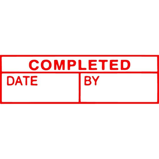 XSTAMPER CX-BN 1542 Pre-Inked COMPLETED DATE/BY Stamp – Red, Re-Inkable