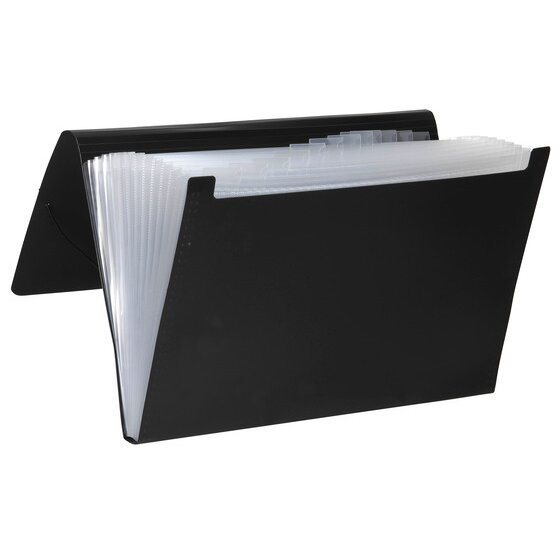 Marbig Expanding File – Foolscap, 12 Pockets, PP Material, Black