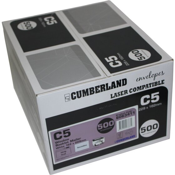 Cumberland Booklet Mailer with Window – 90gsm, C5 (162 × 229mm), White, FSC Certified, Box of 500