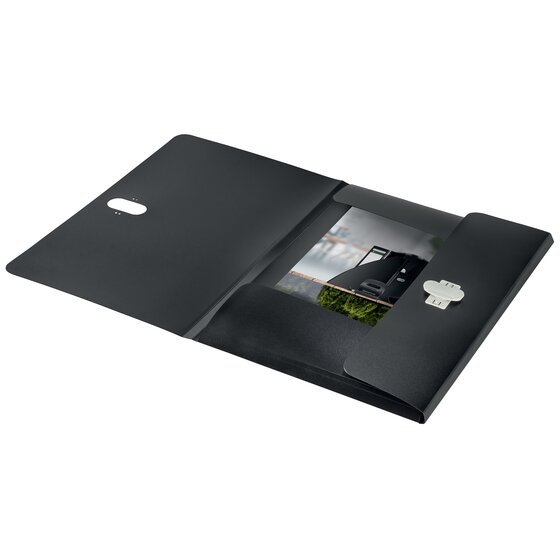Leitz Recycle 3 Flap PP Folder A4 Black – Inner Flaps Stop Papers Sliding Out