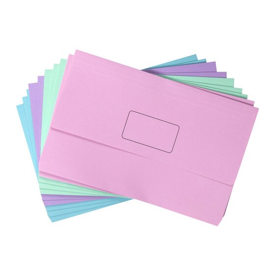 Marbig Slimpick Foolscap Document Wallet – Pastels Assorted (Pack of 10)