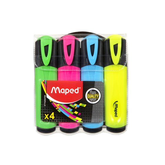 Maped Fluo Peps Highlighter Wallet – 4 Colours (Includes Blue)