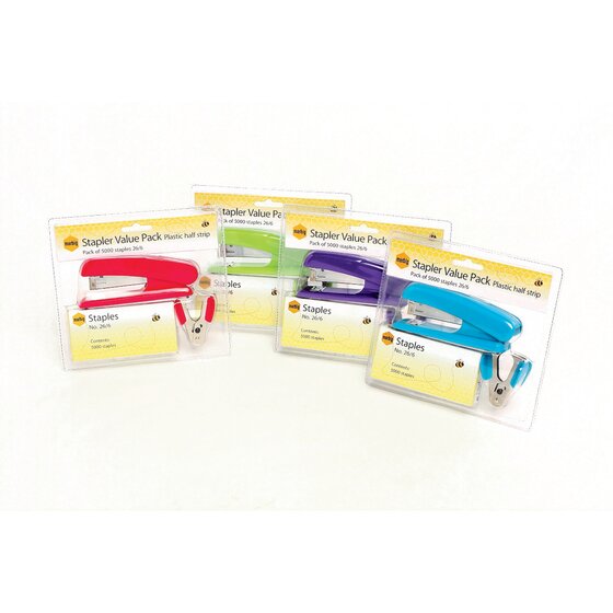 MARBIG Stapler Value Pack – Half Strip, Assorted Colours
