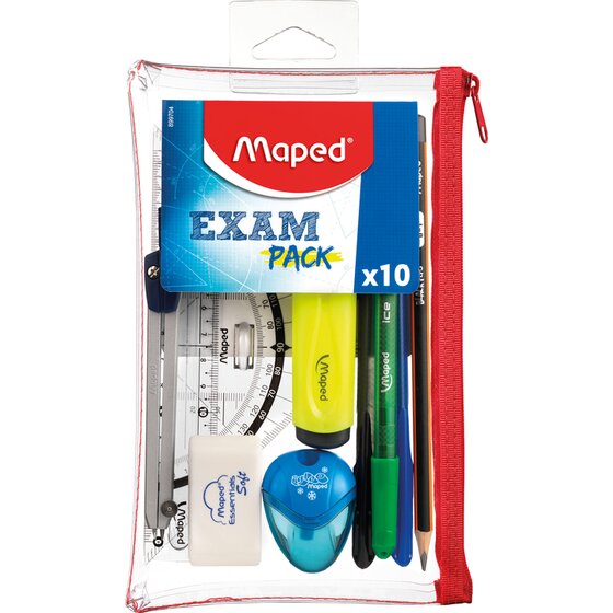 Maped Transparent Exam Pack – 10-Piece Stationery Set for School Exams