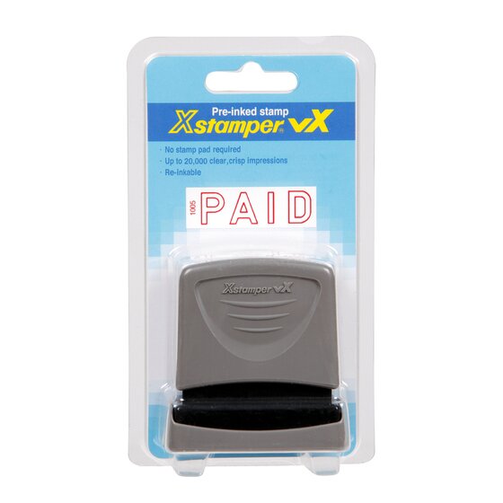 XSTAMPER VX-B 1005 Pre-Inked Stamp – PAID Red Ink | Self-Inking, No Pad Needed