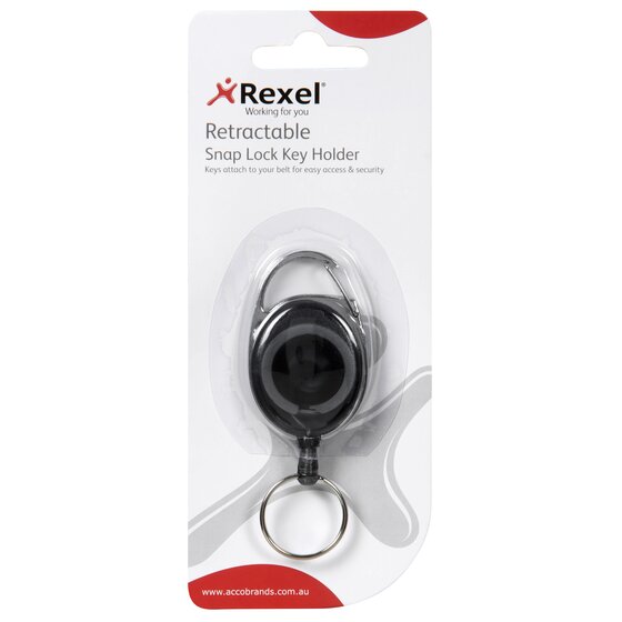 Rexel ID Snap Lock Retractable Keyholder – Charcoal (Hangsell)