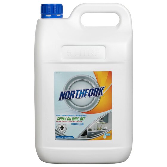 NORTHFORK SURFACE SPRAY DISINFECTANT HOSPITAL GRADE SPRAY ON WIPE OFF 5L
