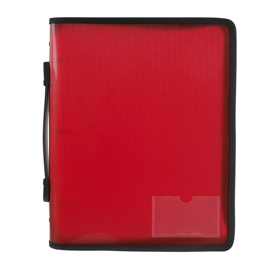 Marbig Zipper Binder with Handle – 25mm Spine, 3-Ring, Red