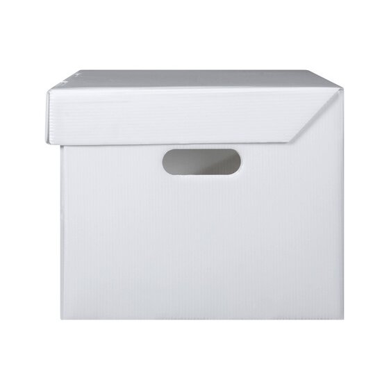 Marbig Corflute Archive Box with Attached Lid – White, 30 kg Capacity