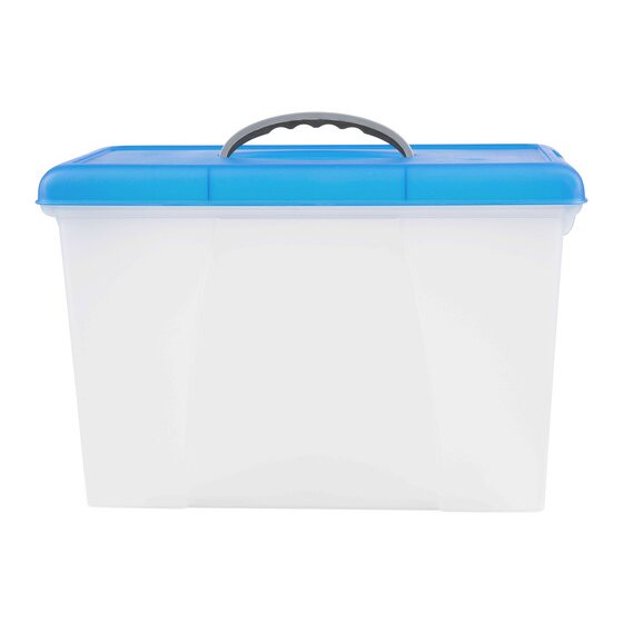 Crystalfile Carry Case 18L – Blue Lid, Clear Base, Foolscap Documents
