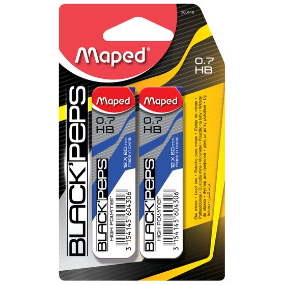 MAPED BLACK PEPS LEAD CASE REFILL HB 2 0.7MM PACK