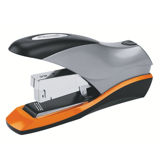 Rexel Optima 70 Full Strip Stapler – Jam-Free, Low-Force, Orange/Silver