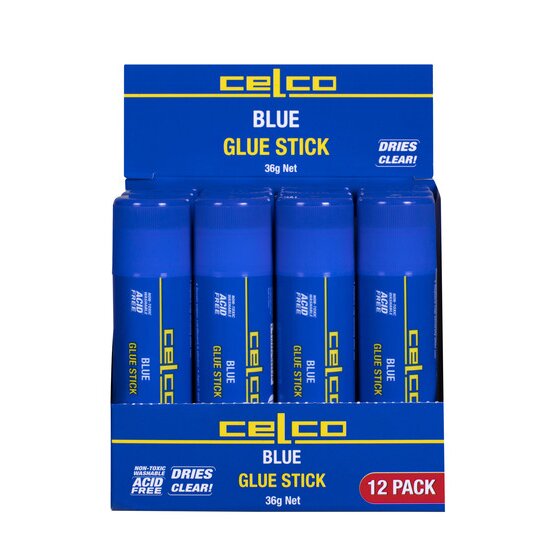 Celco Glue Stick 36g – Blue, Dries Clear | Paper, Cardboard & Fabric Bonding