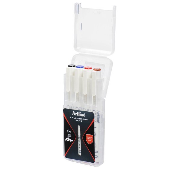 Artline Calligraphy Core Pack of 4 – Classic Nib Pens with Reusable Hard Case