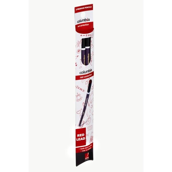 Columbia Correction Red Pencils, Round Barrel, Pack of 2