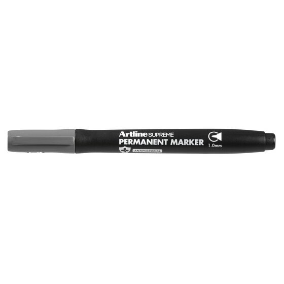 Artline Supreme Permanent Marker – Grey | Antimicrobial Grip | Paper & Board