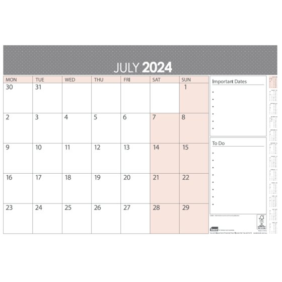 Sasco Deluxe Desk Planner Financial Year 2024/2028 513mm x 375mm