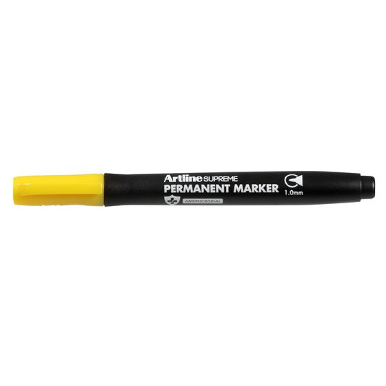 Artline Supreme Permanent Marker – Yellow | Antimicrobial Grip | Paper & Board