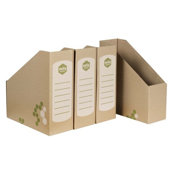 Marbig Magazine Holder – Kraft 4-Pack | 100% Recycled Cardboard
