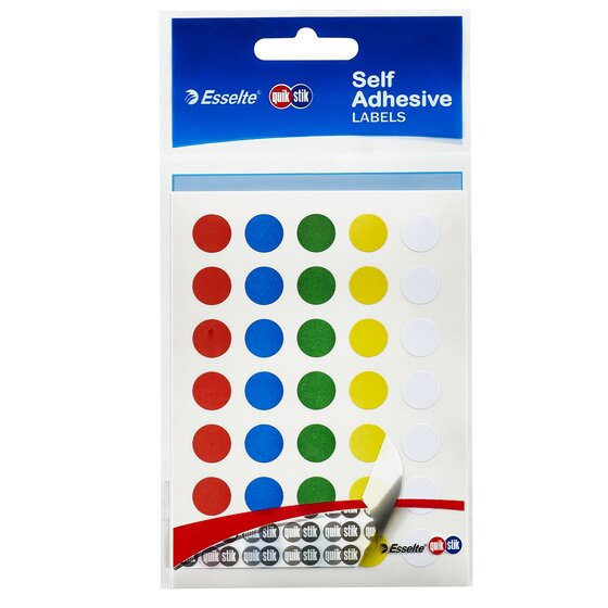 Quikstik Hangsell Circle Labels – Assorted Colours, 11mm, Pack of 245