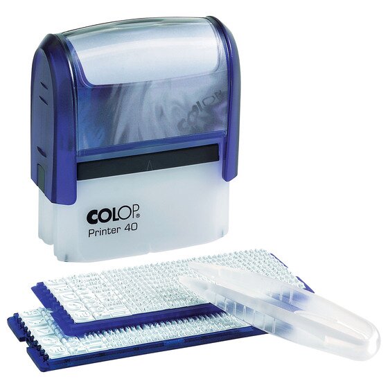 COLOP P40/2 DIY Self-Inking Stamp Set – Custom Text Plate with Adjustment Tools