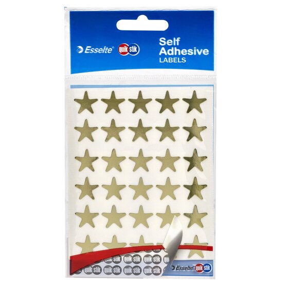 Quikstik Hangsell Gold Star Labels – 150 Permanent Stickers for Home, Classroom & Office